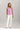 Camisola feminina Ferrache com decote em V e folhos frontais.