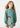 Vestido verde Mayoral para menina com estampado de menina e flores na parte frontal.