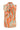 Top feminino estampado abstrato em tons coral e laranja com laçada no decote e corte sem mangas Silvina Campos
