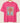 T-shirt rosa feminina com estampa artística de palmeira colorida em estilo tropical.